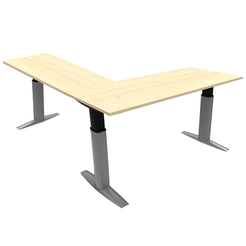 Corner L-shaped height adjustable desk