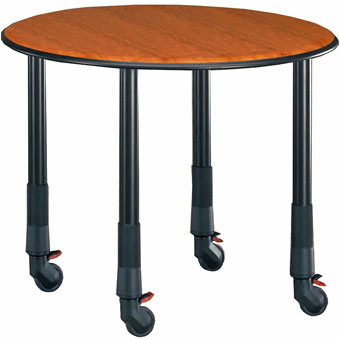 Image of rolling metal table legs for ergonomic desks.