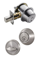 Photographs of a single cylinder deadbolt mechanism.