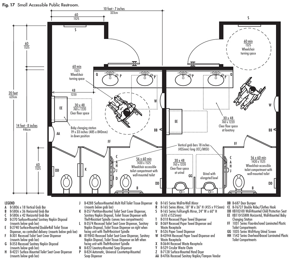 commercial ada bathroom layout